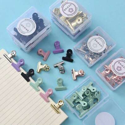 1/Box (8pcs) Macaron Color Round Clips, Used Clamping Papers, Important Documents, Planner