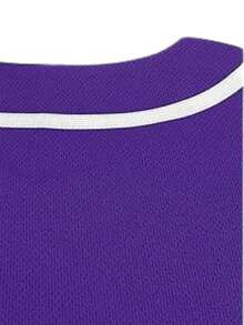Customizable Plus Size Baseball Jacket, Design Your Own Name/Number, Create Unique Sports Style Summer - Purple - View 6