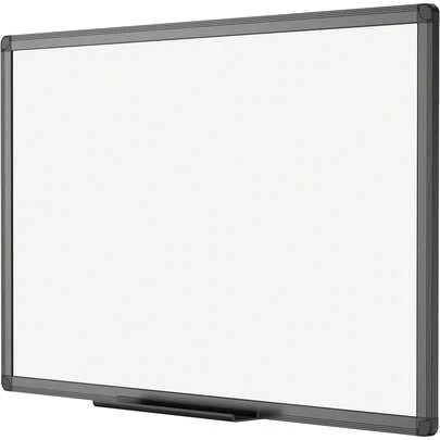 VIZ-PRO Magnetisches, trocken abwischbares Whiteboard 120 x 90, trocken abwischbares Whiteboard mit schwarzem Aluminiumrahmen und Stiftablage