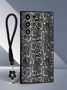 Perforated Straight Edge Black Snake Skin Patterned Colorful Painted Anti-Drop Protective Phone Case Compatible With IPhone 17pro/17Air /17/17promax16/11/16pro/16plus/16promax, Galaxy S25/S25PLUS/S25 Ultra/A16/A36/A26/A56/A50/A12/A32, 11/12Pro/12/12X/13Pro/14Pro/15Pro/, Redmi 10/9/Note9/12c/Note11pro/Note8Pro - Multicolor - View 1