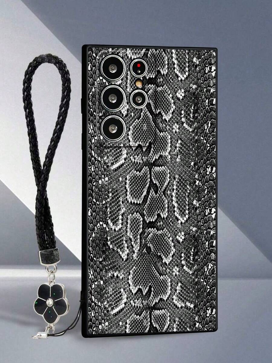 Perforated Straight Edge Black Snake Skin Patterned Colorful Painted Anti-Drop Protective Phone Case Compatible With IPhone 17pro/17Air /17/17promax16/11/16pro/16plus/16promax, Galaxy S25/S25PLUS/S25 Ultra/A16/A36/A26/A56/A50/A12/A32, 11/12Pro/12/12X/13Pro/14Pro/15Pro/, Redmi 10/9/Note9/12c/Note11pro/Note8Pro - Multicolor - View 1