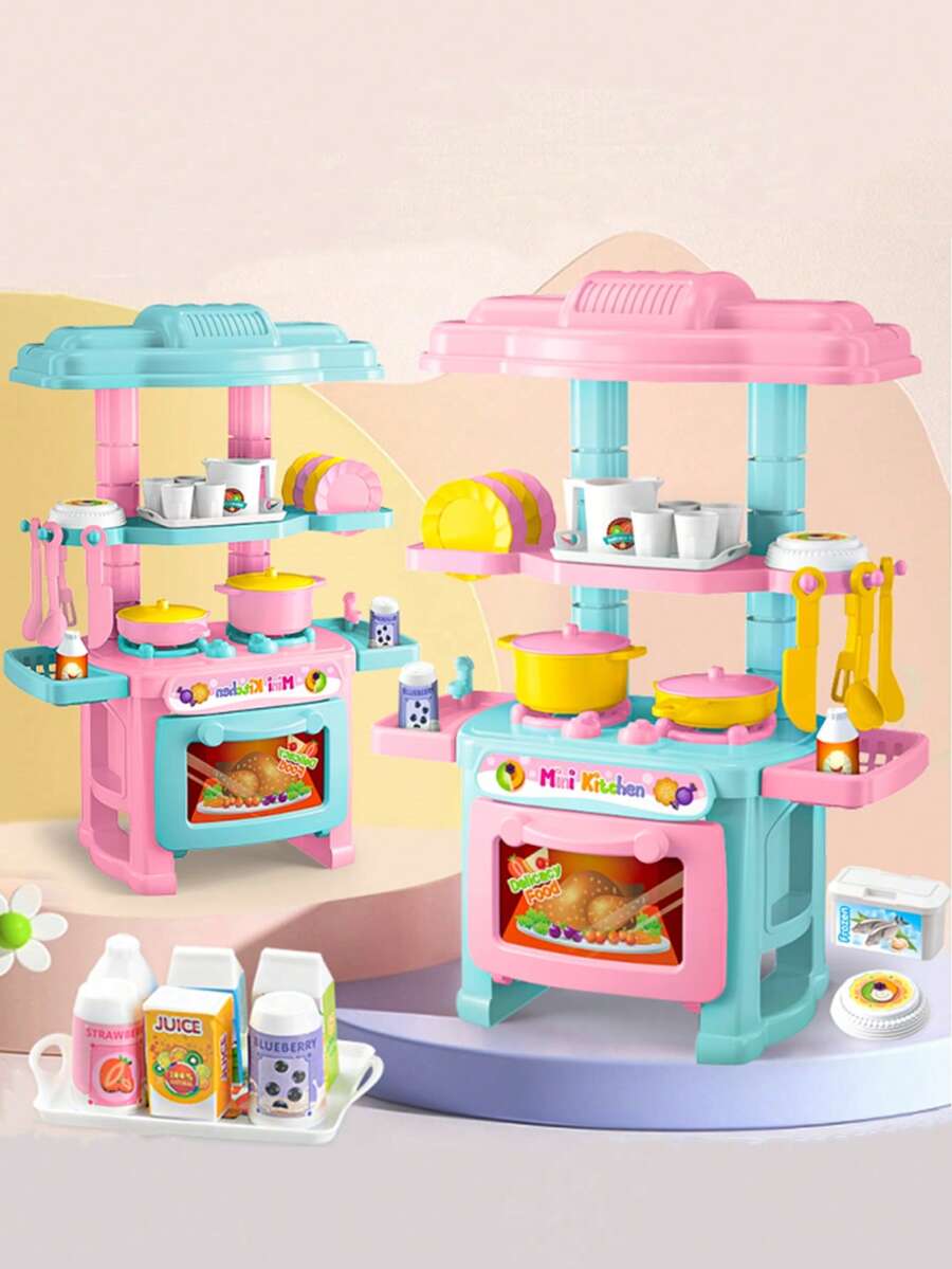 48 piezas Juego de cocina en miniatura de 10 pulgadas, simulación realista de cocina, sin batería requerida (algunos accesorios al azar)
