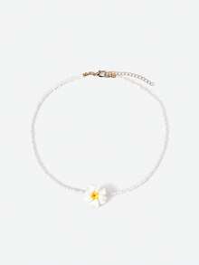 Opalesca 1pc Boho Style Adjustable Polymer Clay Flower Woven Necklace For Women