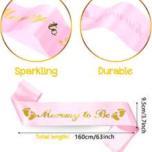 2pcs Ribbon Set For Expectant Mothers And Fathers, Christmas - Blue Dad and Pink Mom Belts - View 3