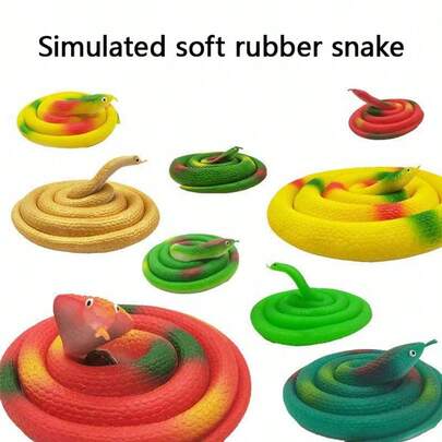 3/7pcs Realistic Soft Rubber Snake Props - Cobra And Ball Python, Garden Bird Deterrent Equipment, Outdoor Lifelike Snake Decor, Novelty Gift For Snake Lovers - Soft Squeezable Durable Plastic