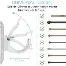 8PCS No Drill Curtain Brackets, Nail Free Adjustable Curtain Hooks For Rods Under 1.57 Inch (Transparent),39841184 - Màu hồng gỉ - Xem 2