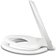 WSSROGY - Asiento de inodoro alargado con asiento de entrenamiento para ir baño integrado, asiento magnético y cubierta, cierre lento, se adapta tanto a adultos como a niños, plástico, blanco(default) - Multicolor - Ver 4