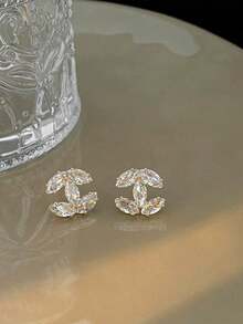 Silver Zirconia Earrings, Elegant & Cute Copper Plated White Gold Earrings Suitable For Daily Wear And Gatherings - 銀色 - 查看 5