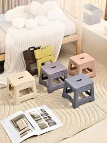 1pc Multifunctional Durable Portable Adjustable PP Stool, Non-Slip Plastic Design, Suitable For Home, Kitchen, Bathroom - Travel And Fishing - Multicolor - View 2