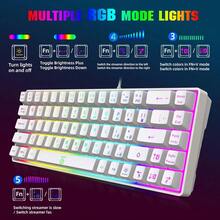 Npurdiri 60% Percent Gaming Keyboard, Compact RGB Backlit Ergonomic Small Mini Keyboard - White - View 7