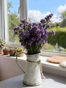 Vintage White Metal Vase With Jute Rope Decor, Suitable For Bedroom Windowsill, Living Room Tabletop, Holds Dried Or Fresh Flowers, Durable And Easy To Clean - Stainless Steel Kettle Vase - View 4