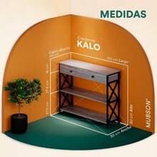 Credenza Recibidor para Sala o Recámara con Cajon y Doble Repisa. Estante Organizador Recibidor Moderno. Credenzas Modernas. Mesa Decorativa Kalo para Sala de Madera MDF 100x30x80 cm (Gris) & cocina | cocina accesorios | accesorios para cocina - Gris - Ver 3