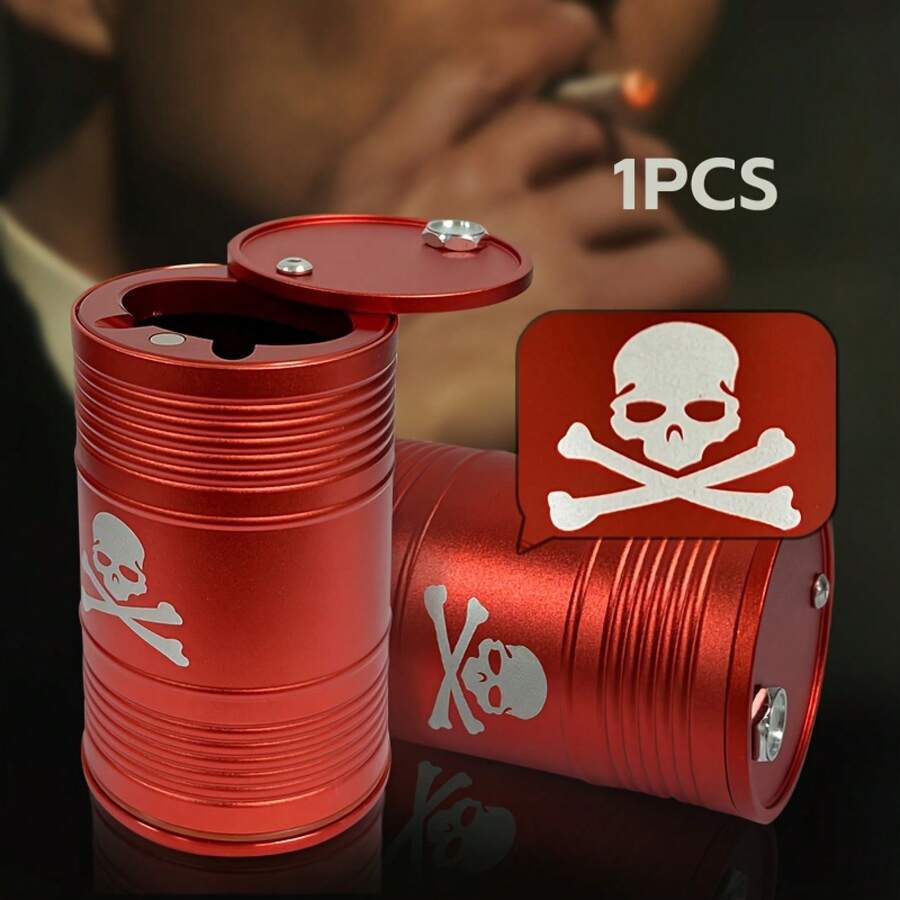 New Car Ashtray, Creative Car Ashtray Aluminum Alloy Ashtray Brand Ashtray For Home Office - Đen đậm - Xem 1