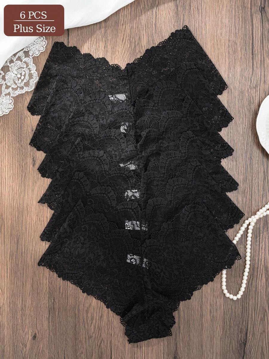 6pcs/Pack Women Plus Size Lace Sexy Bikini Briefs