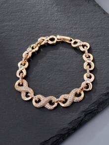 1pc Fashionable Retro 8-Shaped Cubic Zirconia Women's Bracelet, Full Diamond Jewelry Design, Suitable For Daily Wear, Ideal Valentine's Day Gift, Ramadan Distribution - 8-shaped Bracelet - View 5