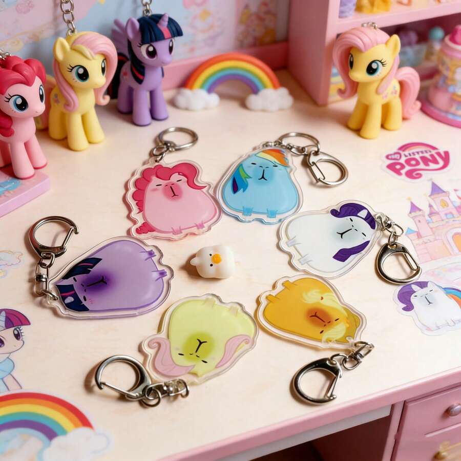 Set de 6 accesorios para coleta, llavero con colgante de bolso con diseño de coche de dibujos animados, regalo creativo para amantes de los coches - Multicolor - Ver 1