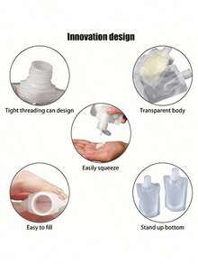 1/5/10pcs Travel Refillable Bags, Cosmetic Lotion Bottle Sample Bags, Portable Transparent Facial Cleanser Refill Bottles, Shampoo Liquid Refillable, Lotion Refill Bags, Reusable Flat Travel Bottles Set 1.01oz/1.69oz/3.38oz, Travel Essentials - Multicolor - View 6