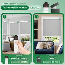 Motorized Blinds With Remote Control, Blackout Smart Shades, Cordless Automatic Roller Blinds For Windows, Can Be Stopped At Any Position, Suitable For Bedroom And Office. - 灰色 - 查看 4