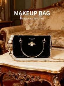 Gucci Medium Size Women's Velvet Chain Crossbody Cosmetic Bag - Everyday Fashion - Black - View 5