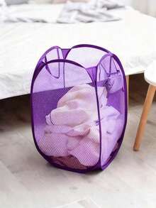 Black Foldable Laundry Hamper With Multi-Pocket Organizer - Large Capacity Mesh Fabric Basket, Collapsible Storage Bin With Handles For Dorm, Apartment, Bedroom, Bathroom |   Space-Saving Closet, Wardrobe, Linen Organizer, Portable Clothes Basket - Màu tím - Xem 11