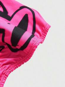 Paul X ROMWE 3pcs/Set Cartoon Pattern & Leopard Print Crop Tube Top Bra Set - 軍綠色 - 查看 6