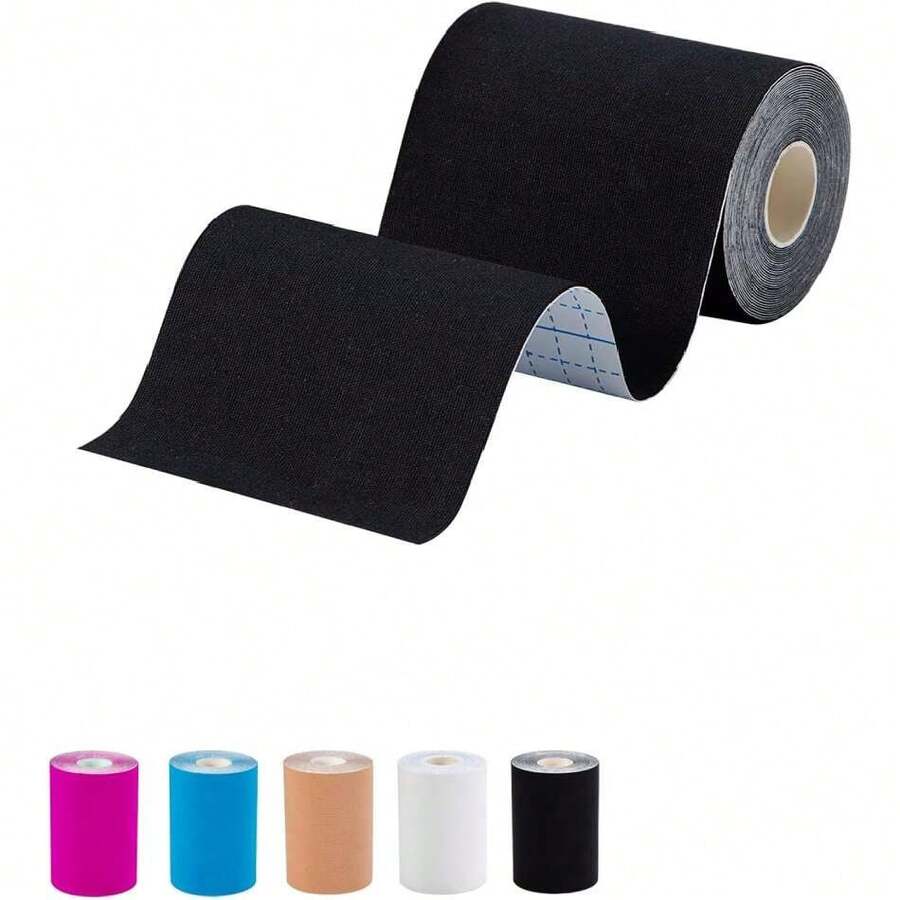 Extra Wide Kinesiology Tape, Pain Relief Anuscle Support For Back Shoulder Ankle Knee, Football Turf Tape For Turf Burn, 4 In X 16.4 Ft, Black,39962535 - 黑色 - 查看 1