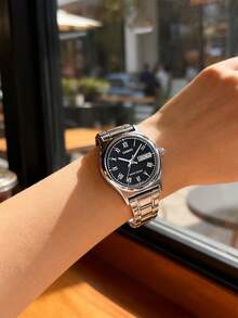 Đồng hồ nữ Casio, dòng Casio Standard, dây đeo bằng thép không gỉ, chống nước đơn giản, máy quartz, dây đeo bằng thép không gỉ, đồng hồ nữ kiểu Hàn Quốc, mặt số màu đen. - màu đen - Xem 5