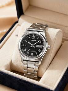 Đồng hồ nữ Casio, dòng Casio Standard, dây đeo bằng thép không gỉ, chống nước đơn giản, máy quartz, dây đeo bằng thép không gỉ, đồng hồ nữ kiểu Hàn Quốc, mặt số màu đen. - màu đen - Xem 2