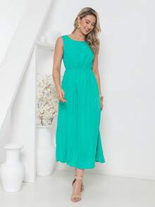 Cotton Dress, Comfortable And Simple. - màu xanh lá - Xem 2