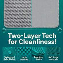 Tapete de arena para gatos de 19.7 x 15.7 pulgadas tapete de atrapamiento de arena pequeña de doble capa impermeable y a prueba de orina antideslizante fácil de limpiar atrapa litros protege - Alfombra gris para gatos - Ver 5