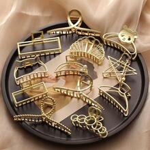 Set Of 6 Gold And Silver Metal Hair Clips / Women's Hair Clips / Various Elegant Designs - 銀色 - 查看 3