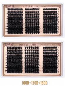 160D+200D+300D/100D+120D+160D/60D+80D+100D Lash Individuals 300pcs/240pcs/170pcs Russian Lash Extensions Kit 3D Volume Eyelash Clusters D-Curly Lash Clusters Kit 10-18MM DIY Eyelash Extensions, Individual Lash Clusters, Multi-Type Natural Look, Reusable Individual Segmented False Eyelashes Wispy&Ultra Soft DIY Eyelash Extension At Home Lash Clusters, Eyelash Clusters, Individual Eyelashes, Lashes, Fake Lashes - D - 查看 2