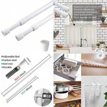 2 Pack Curtain Rod Adjustable 28-43 Inches 5/8" Diameter White Small Short Expandable Spring Loaded Tension Rods For Window Bathroom Cupboard Kitchen - White - View 7