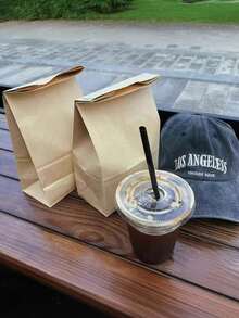 50/100pcs Brown Kraft Paper Bags, Durable Storage Bags, Party Gift Bags, Suitable For Snacks, Cookies, Burgers, Small Businesses, Grocery Stores, Takeout Packaging, Great For Parties, Weddings, Summer Evenings, Back To School, National Holidays, Halloween, Christmas - Large - View 4