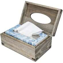 MyGift Funda para caja de pañuelos, hecha de madera en color gris con acabado rústico, tiene tapa con bisagras(Gris) - Multicolor - Ver 6