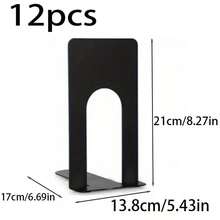 6pcs/12pcs Heavy Duty Metal Book Stands - Non-Slip Book Holders With Sturdy Frame, Black Book Stands Suitable For Bookshelves, School Libraries, Offices - Page Fixers For Neat Book Display - Multicolor - View 9