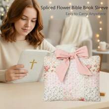 Quilted Bow Bible Sleeve Book Cover Case Padded Protector Washable Bible Bag Pouch Christian Gift For Women Girls Book Lover Gifts Assorted Floral - 各種花卉 - 查看 4