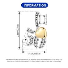 CYMYSS 1pc Fashionable Numeral Pendant, Silver-Plated Copper With Cubic Zirconia, Heart Accent, Birthday/Anniversary Gift For Women - Multicolor - View 9