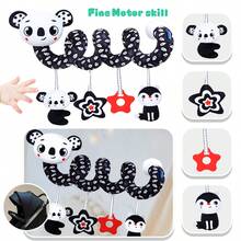 Juguete de espiral de alto contraste blanco y negro para cochecito y asiento de coche para bebés - Juguete de peluche para desarrollo sensorial y actividades en la cuna - Suave y educativo