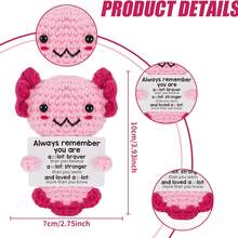 1个毛绒娃娃，活泼的墨西哥嘴蝾螈钩针动物，粉色趣味礼物娃娃，适合送给女孩/男人/她/他/女朋友/孩子/青少年等的幸运礼物。 - 彩色 - 查看 2
