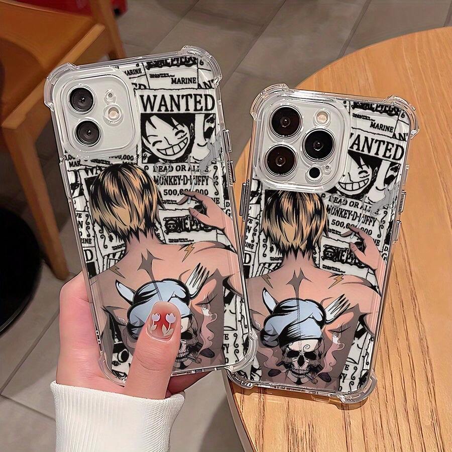 WB Anime Cartoon Aventura Barco de Vela Sombrero de Paja Tripulación Sanji Estuche de Teléfono Compatible con para for 16 15 14 13 12 11 Pro Max X XR XS Max 8 7 Plus Resistente a Golpes Translúcido Funda Dura de Espalda - Color 1 - Ver 1