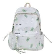 Mochila de Alta Qualidade para Estudantes Femininas do Ensino Médio/Fundamental, Estilo Coreano, Grande Capacidade, Leve, Novo Design, Estampa de Urso Floral, Adequada para Estudantes Femininas, Universitárias, Bolsa para Laptop - Multicolorido - Visão 5