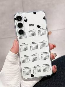 1 chiếc ốp lưng điện thoại hình trái tim trong suốt in lịch 2026, dày dặn, chống sốc, tương thích với iPhone 17pro/17Air/17/17promax/16/11/16pro/16plus/16promax/16e/15Promax/13/14/12/XS/XR/7G/8P, Galaxy, Redmi. Phiên bản quốc tế, không phải phiên bản nội địa. - Nhiều màu - Xem 1