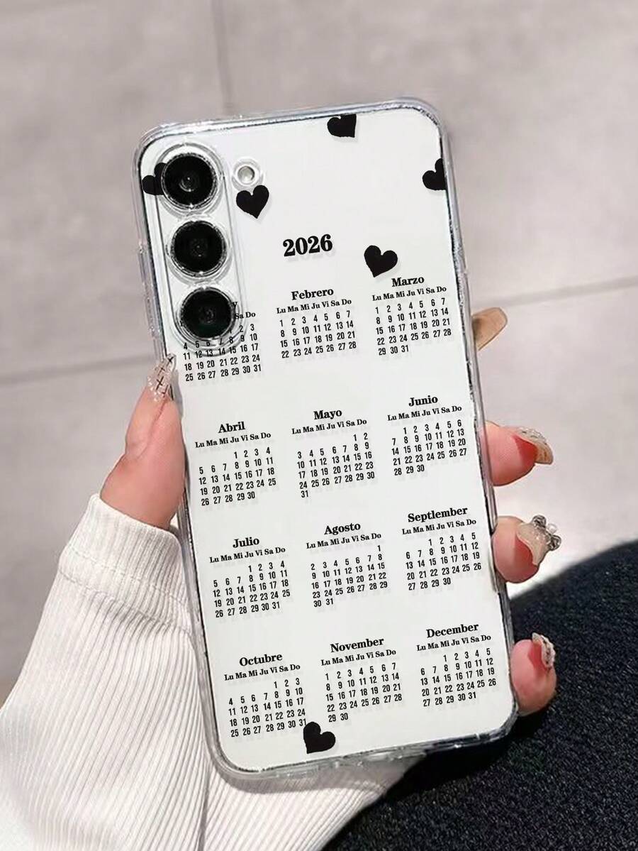 1 chiếc ốp lưng điện thoại hình trái tim trong suốt in lịch 2026, dày dặn, chống sốc, tương thích với iPhone 17pro/17Air/17/17promax/16/11/16pro/16plus/16promax/16e/15Promax/13/14/12/XS/XR/7G/8P, Galaxy, Redmi. Phiên bản quốc tế, không phải phiên bản nội địa. - Nhiều màu - Xem 1