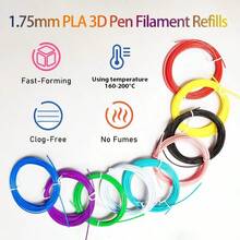 PLA 3D打印笔线材 3D打印线材 PLA 1.75mm 3米 40色 耐高温 不会堵塞笔尖 成分为玉米淀粉，即使吞食也无害 随机不重复颜色。 - 彩色 - 查看 2