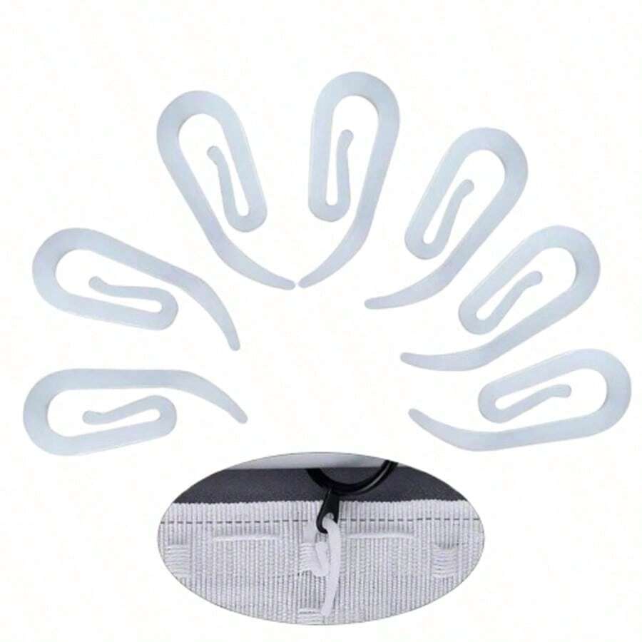 60/120/240/500 White Curtain Hooks, Curtain Roller Sliders, 0.47*1.14 Inch,Sturdy,Durable,Easy To Install,Suitable For Shower Curtain Clips And Pleated Track Hooks.