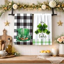 Bộ 2/4 khăn lau bát đĩa, in hình cỏ ba lá và mũ xanh, chất liệu microfiber mềm mại, thấm hút tốt, thích hợp làm quà tặng ngày lễ Thánh Patrick, trang trí, dùng trong nấu nướng và làm bánh, khăn lau bát đĩa, khăn lau nhà, khăn tay, trang trí nhà bếp, quà tặng cho hàng xóm, mẹ, sinh nhật, tân gia cho bạn bè. - Nhiều màu - Xem 4