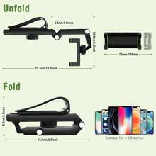 حامل هاتف لشمسية السيارة - قابل للتدوير 360 درجة مع مشبك قوي، يعمل أيضًا كعصا سيلفي محمولة للمنزل والمكتب والسفر - الأسود - مشاهدة 4