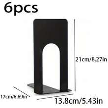 6pcs/12pcs Heavy Duty Metal Book Stands - Non-Slip Book Holders With Sturdy Frame, Black Book Stands Suitable For Bookshelves, School Libraries, Offices - Page Fixers For Neat Book Display - Multicolor - View 8