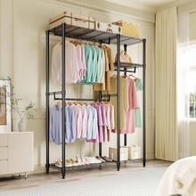 Dragonpad 76.5inch Tall Heavy Duty Clothes Rack Garment Rack For Hanging Clothes, Freestanding Clothes Rack Portable Closet Organizer And Storage With Hanging Rods, Adjustable Shelves Closet Wardrobe For Bedroom Cloakroom - (2+1) 76.5"H X 41.6"L X 15.5"W - View 1